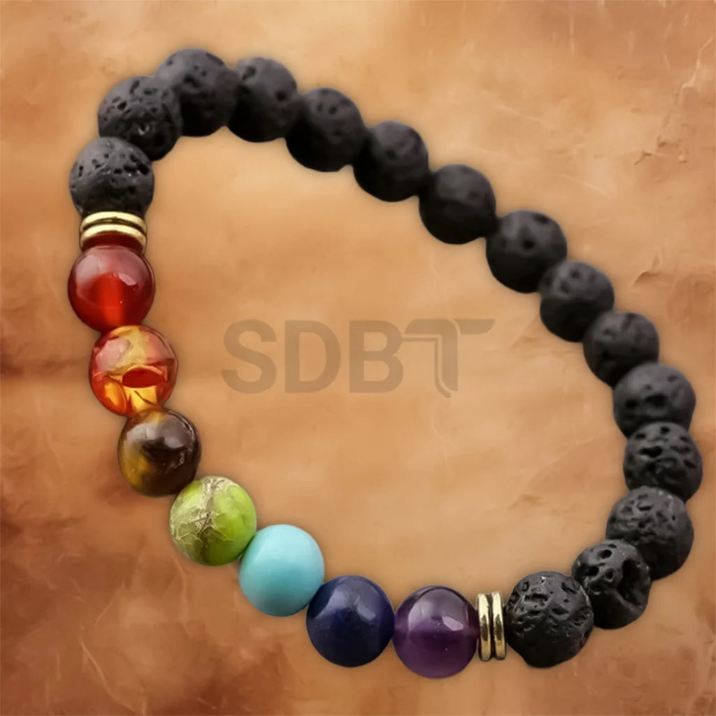 7 Chakra Crystal Gemstone Bead Bracelet for Men and Women