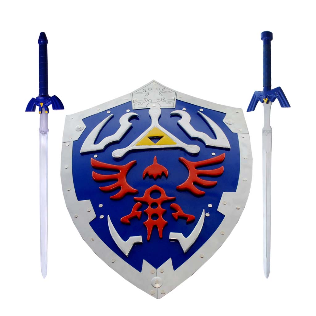 Hylian Shield Set with Swords Black & Blue Link Gear