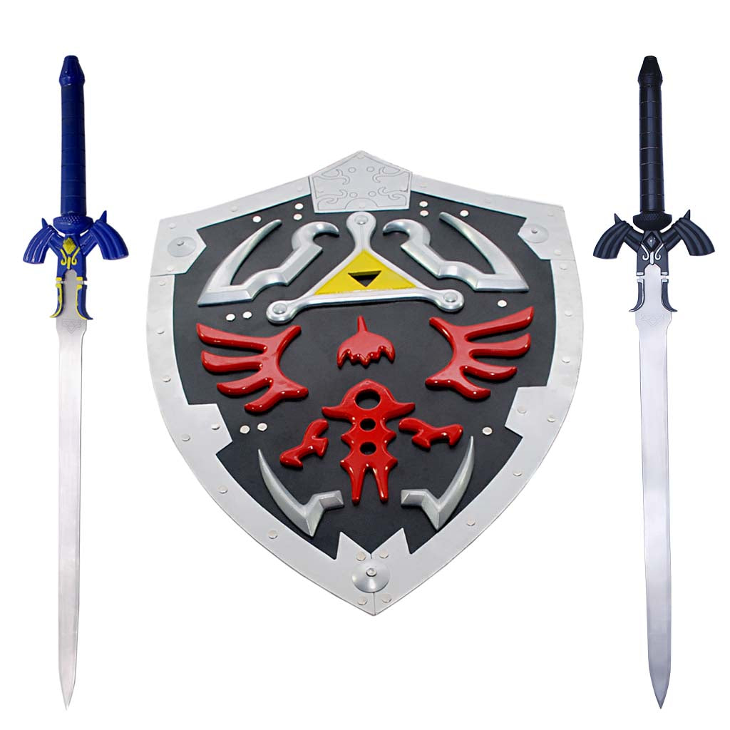 Hylian Shield Set with Swords Black & Blue Link Gear