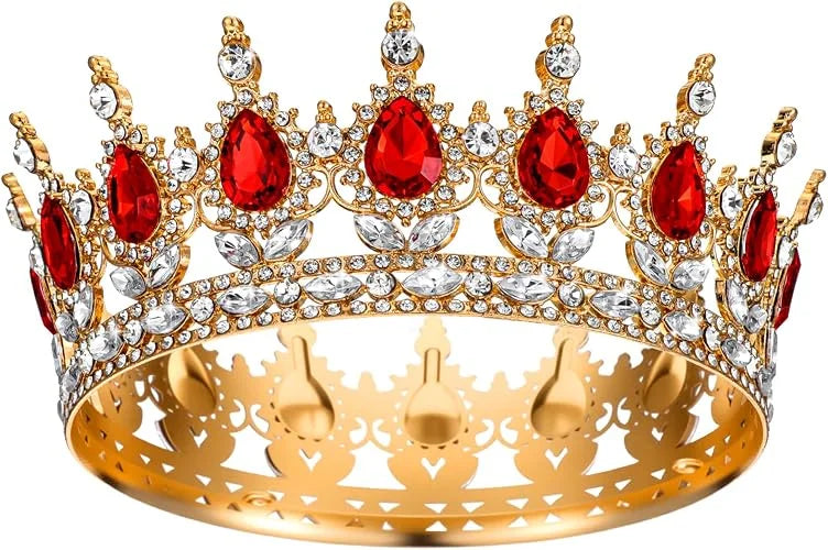 Gold Queen Crown Rhinestone Crystal Tiara for Women