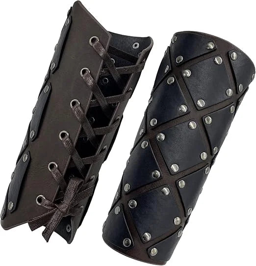 Medieval Faux Leather Arm Bracers Renaissance Knight Costume