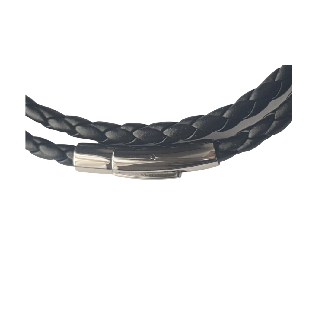 Black Braided Leather Chain Necklace