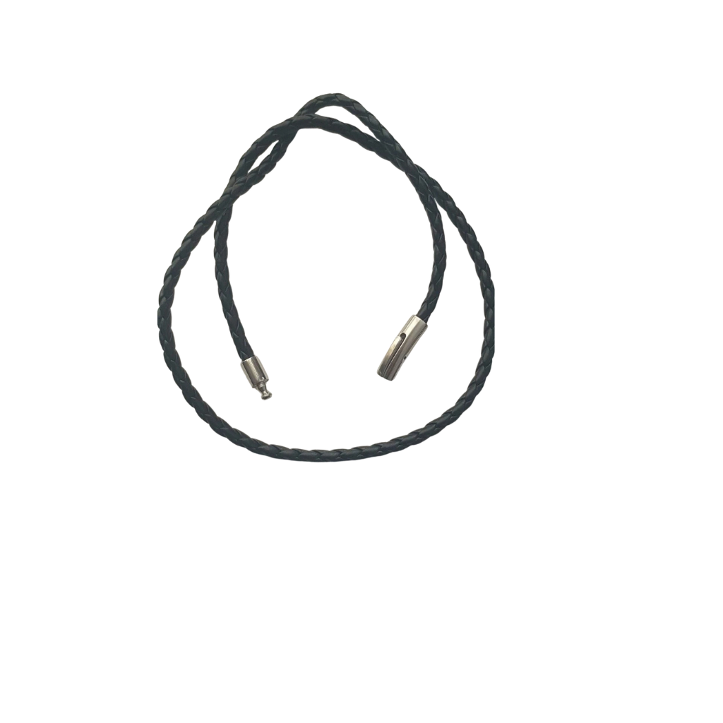 Black Braided Leather Chain Necklace
