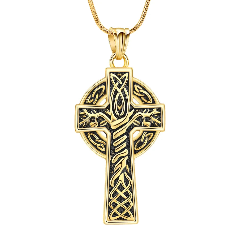 Celtic Cross Cremation Urn Necklace