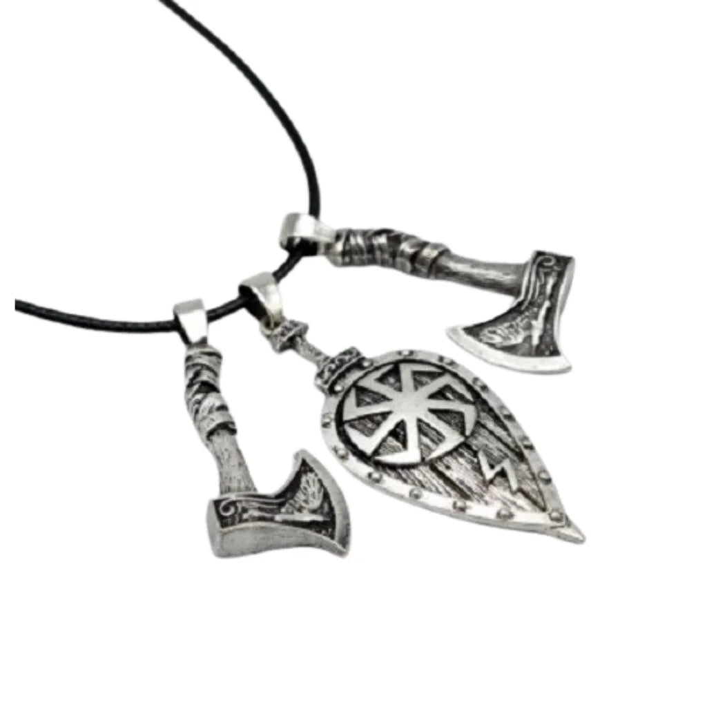 Celtic Shield Viking Axe Pendant Necklace