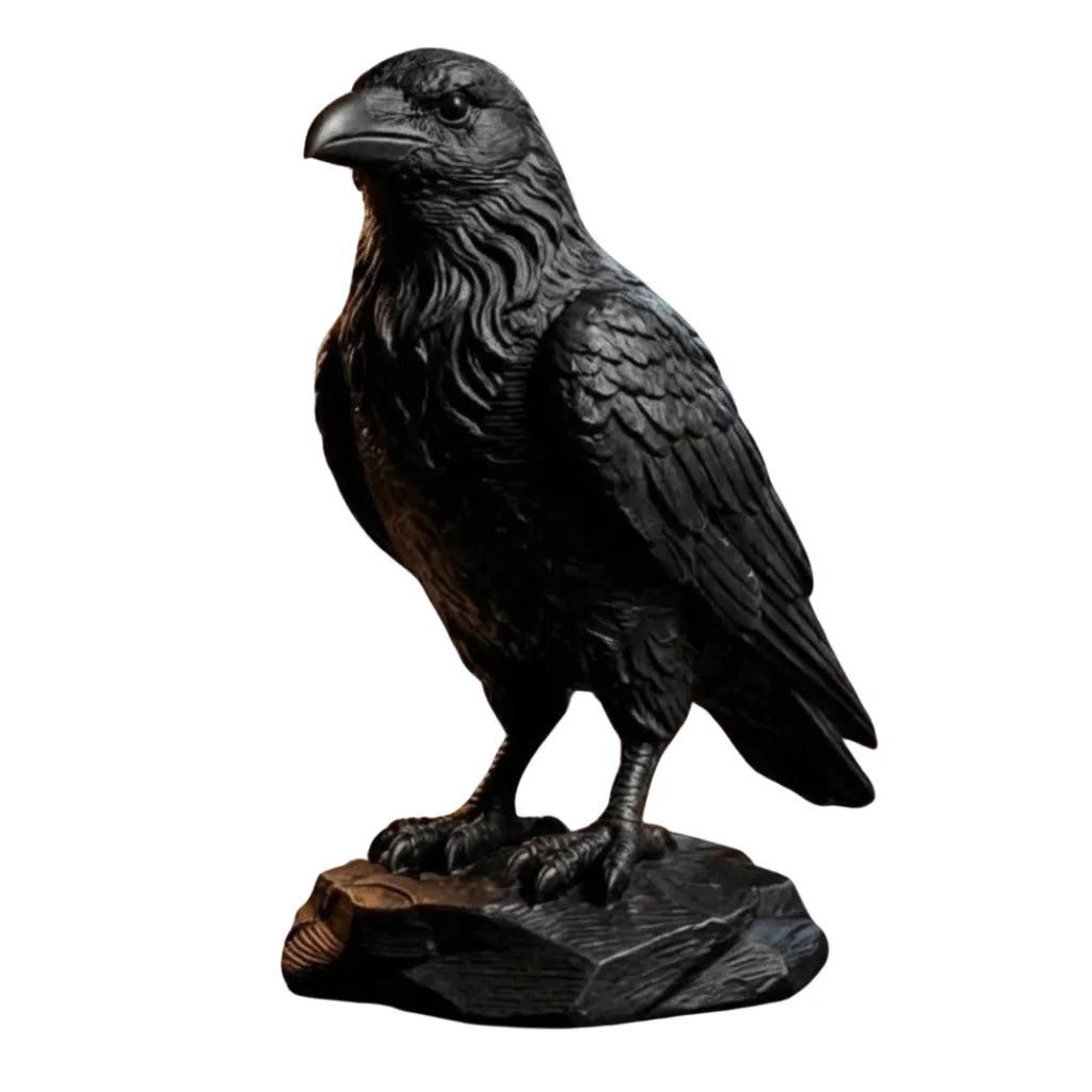 Corvus Gothic Raven on Skull Ornament Black Crow Figurine