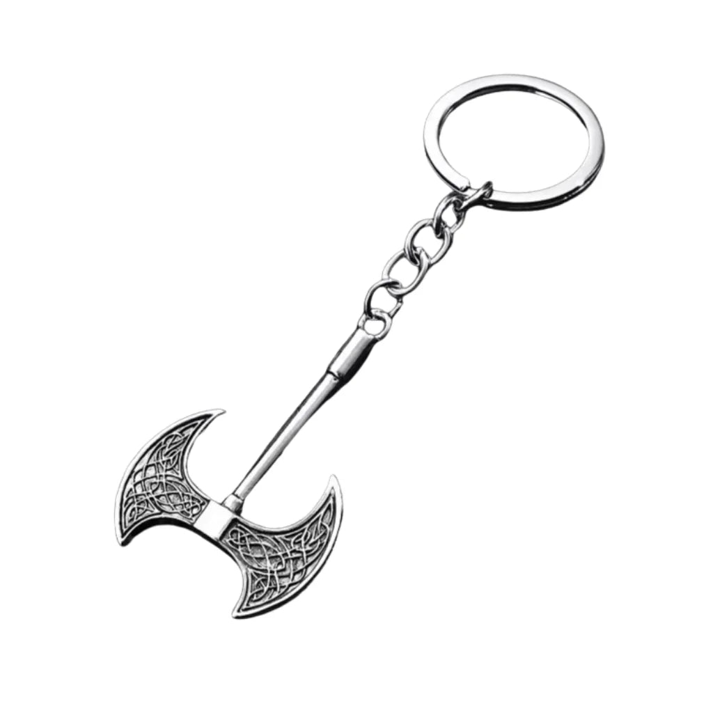 Double Headed Viking Axe Keyring – Norse Metal Gift