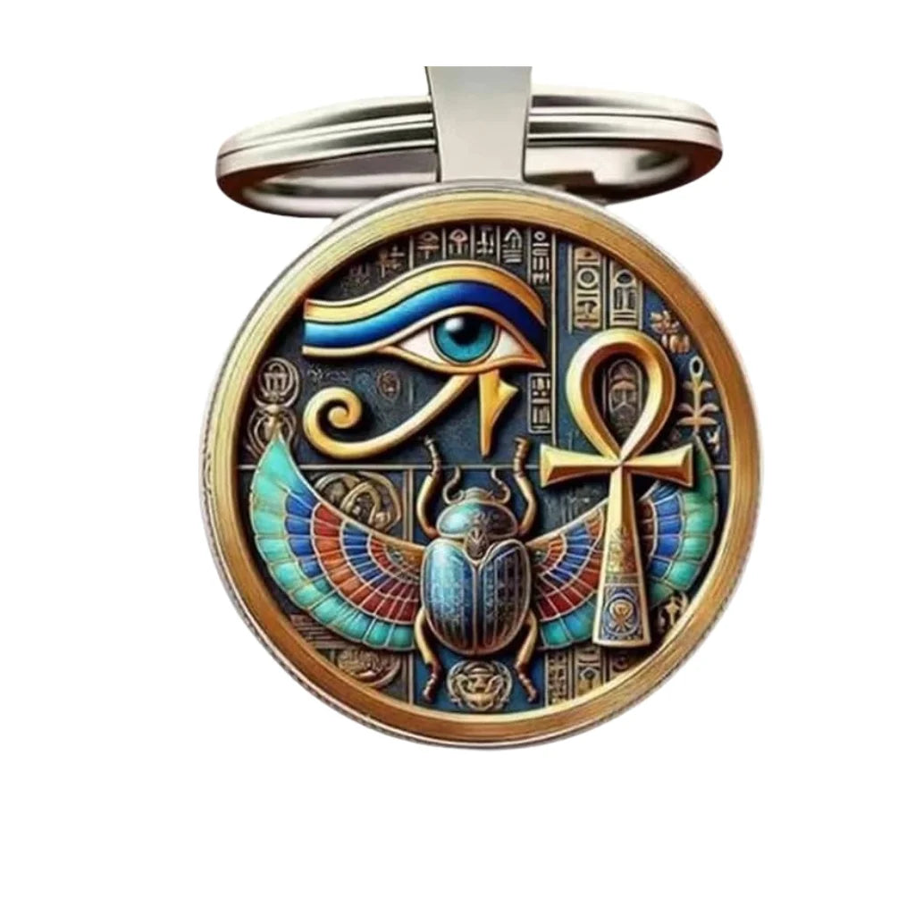 Egyptian Horus Ankh Beetle Keychain