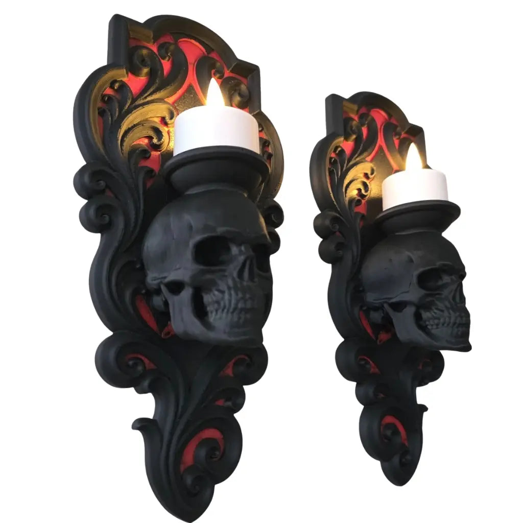 Gothic Skull Wall Sconce Candle Holders