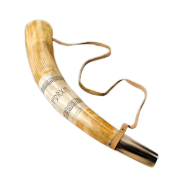 Hand Carved Viking War Drinking Horn
