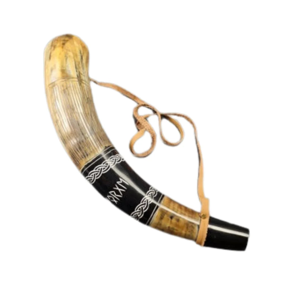 Hand Carved Viking War Drinking Horn
