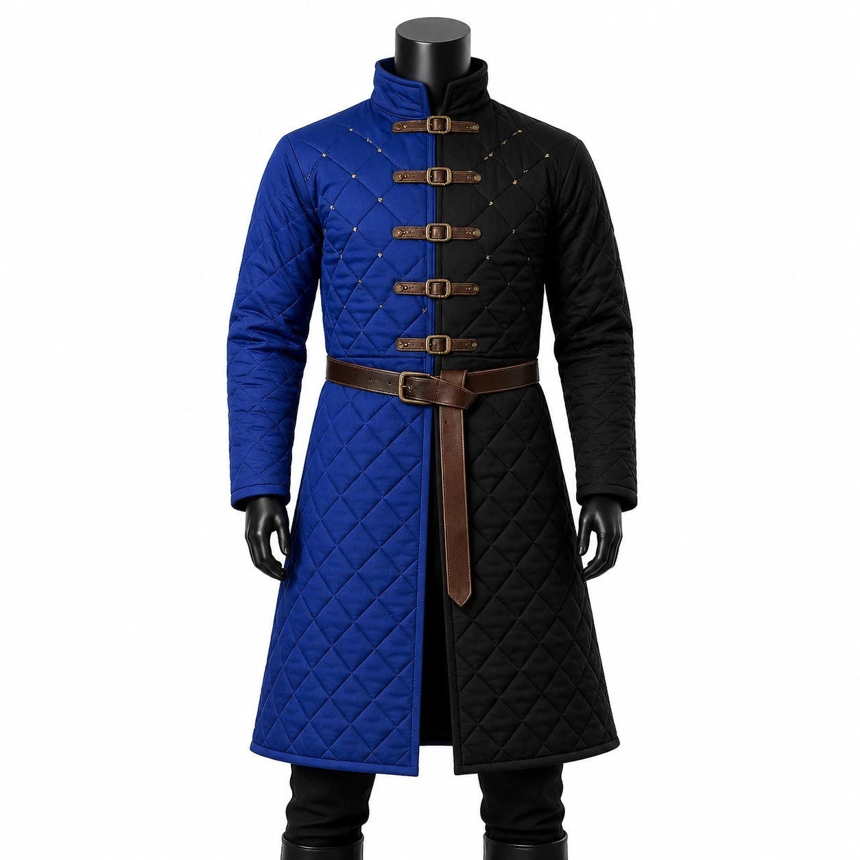 Handmade Medieval Gambeson Blue Black Quilted Armor Jacket