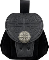 HiiFeuerMedievalEmbossedLeatherBeltPouchBlack