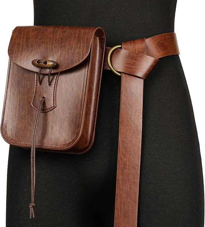 HiiFeuerMedievalLeatherBeltBagBrown