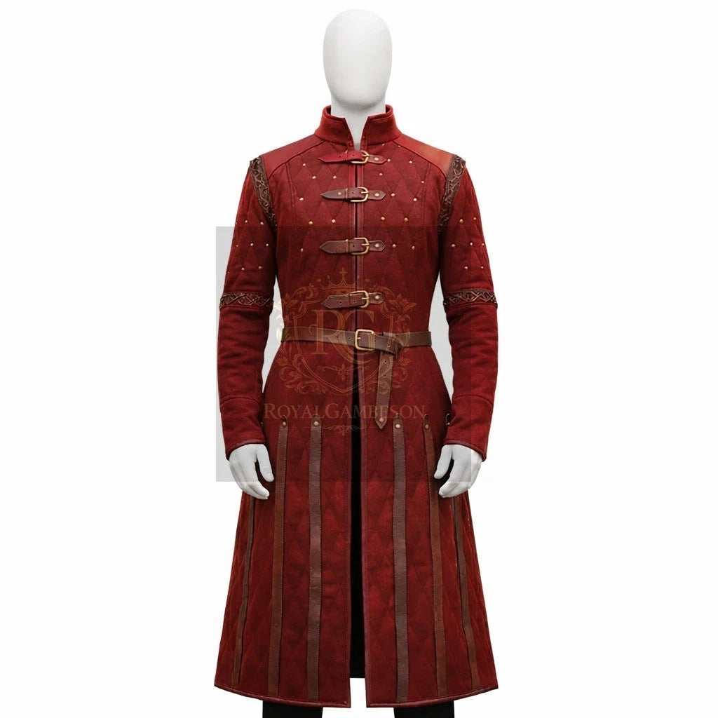 Medieval Red Gambeson Padded Armor Coat 