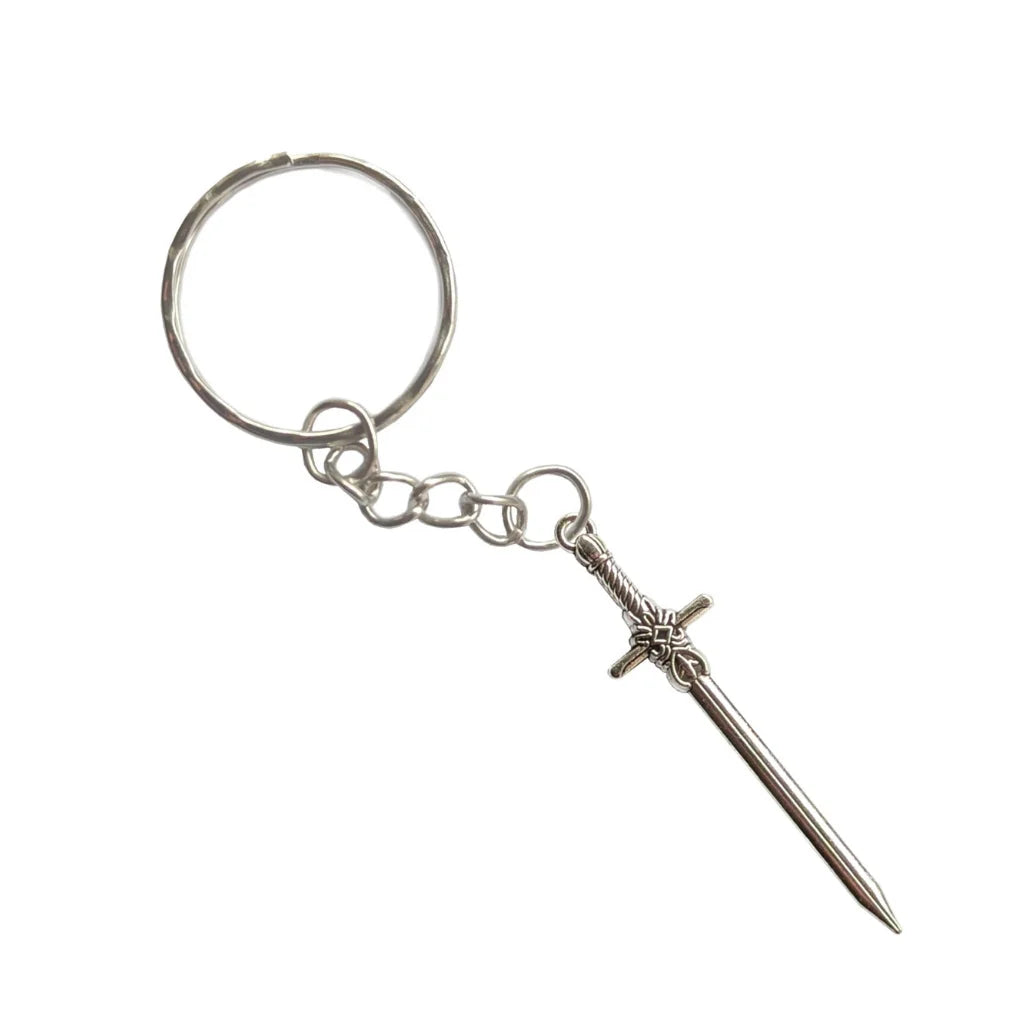 Medieval Templar Sword Keyring – Metal Knight Charm
