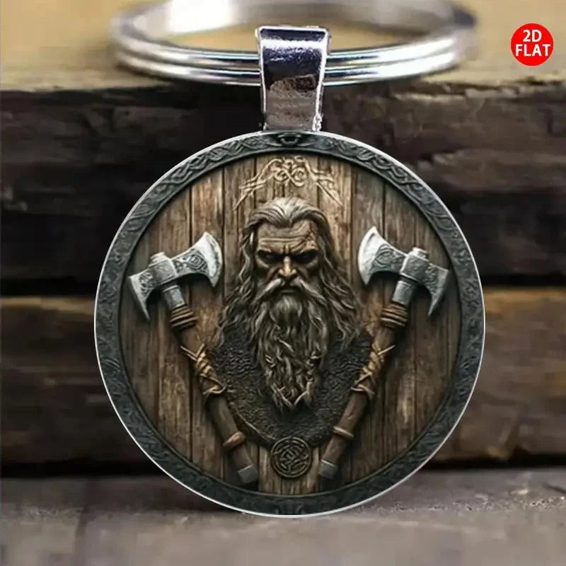 Norse Viking Axe Shield Keychain