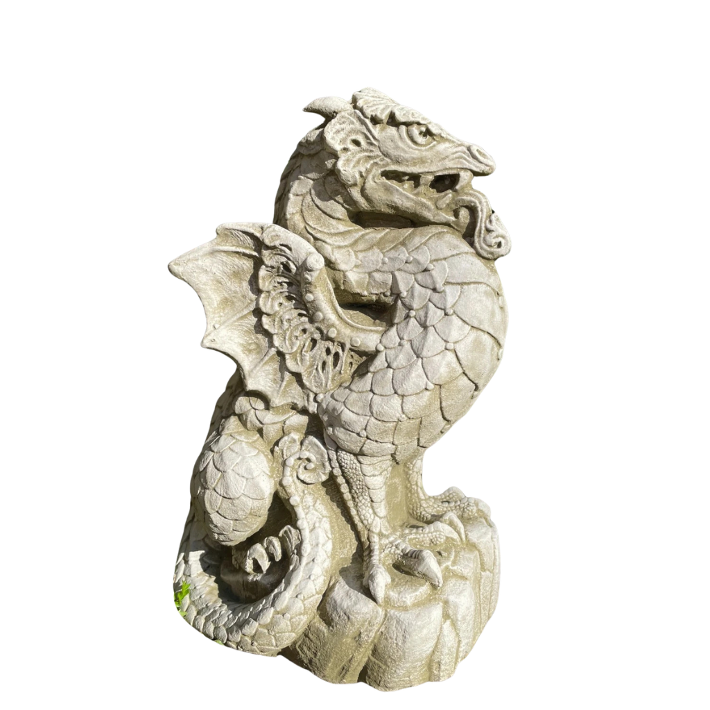 Scaly Dragon Stone Garden Statue