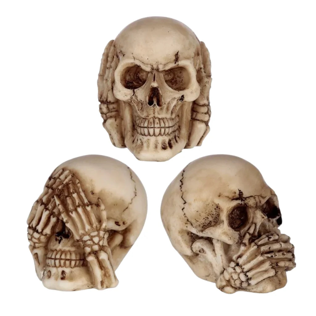 Gothic Three Wise Skulls Ornament Set