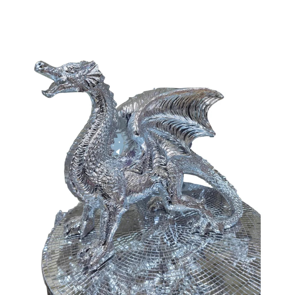 Silver Chrome Welsh Dragon Statue