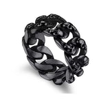 Skull Chain Ring – Gothic Punk Skeleton Design, Stainless Steel