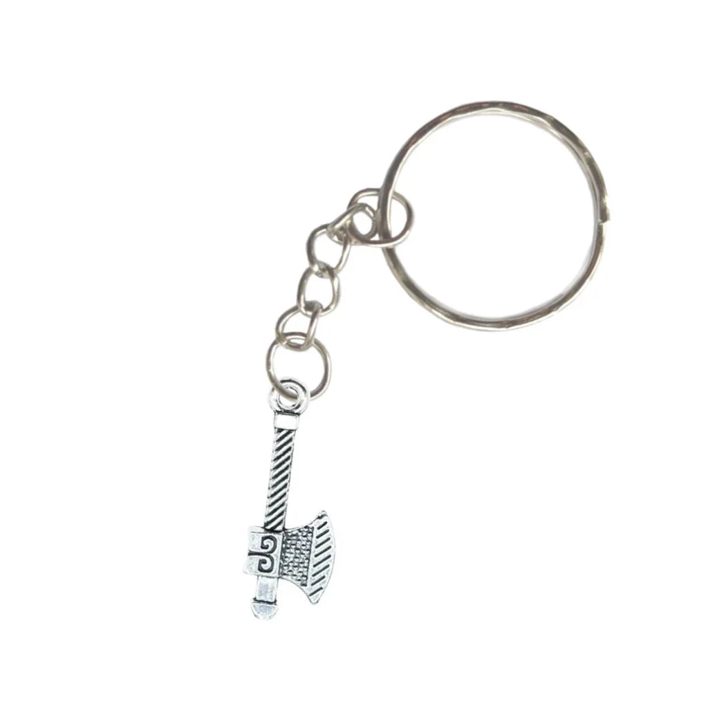 Small Viking Axe Keyring – Celtic Norse Silver Gift