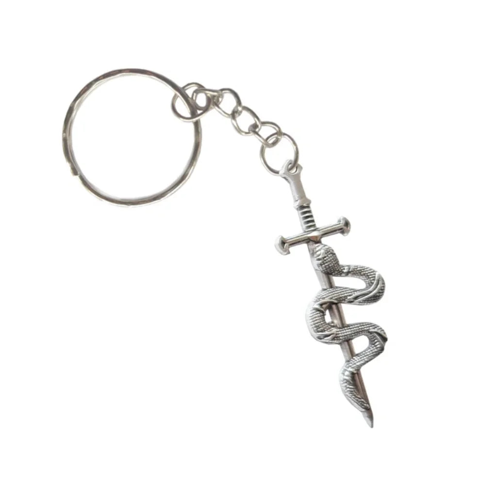 Snake Sword Keyring – Gothic Serpent Keychain Gift