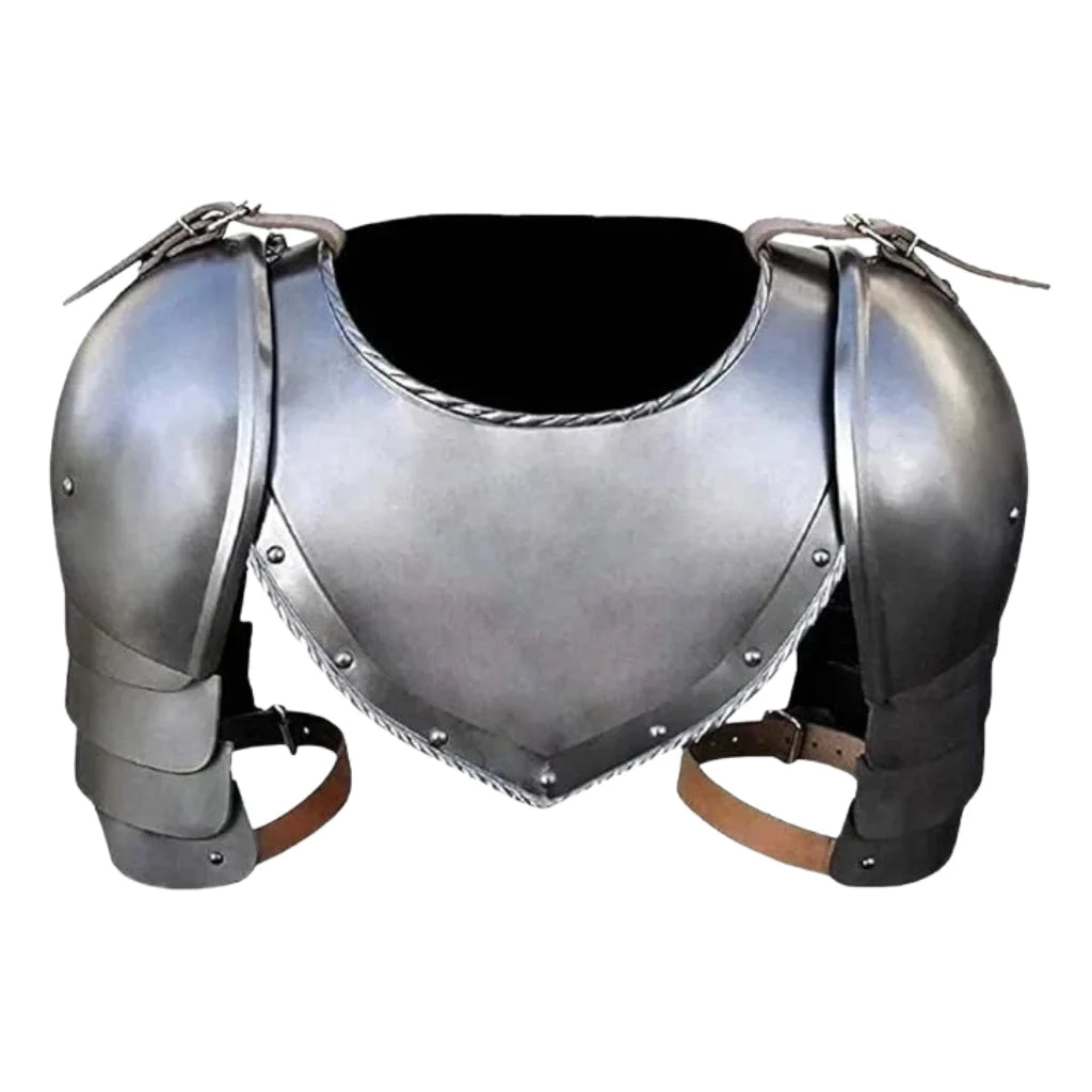 Valiant 18G Steel Gorget & Spaulders Set Medieval Armour