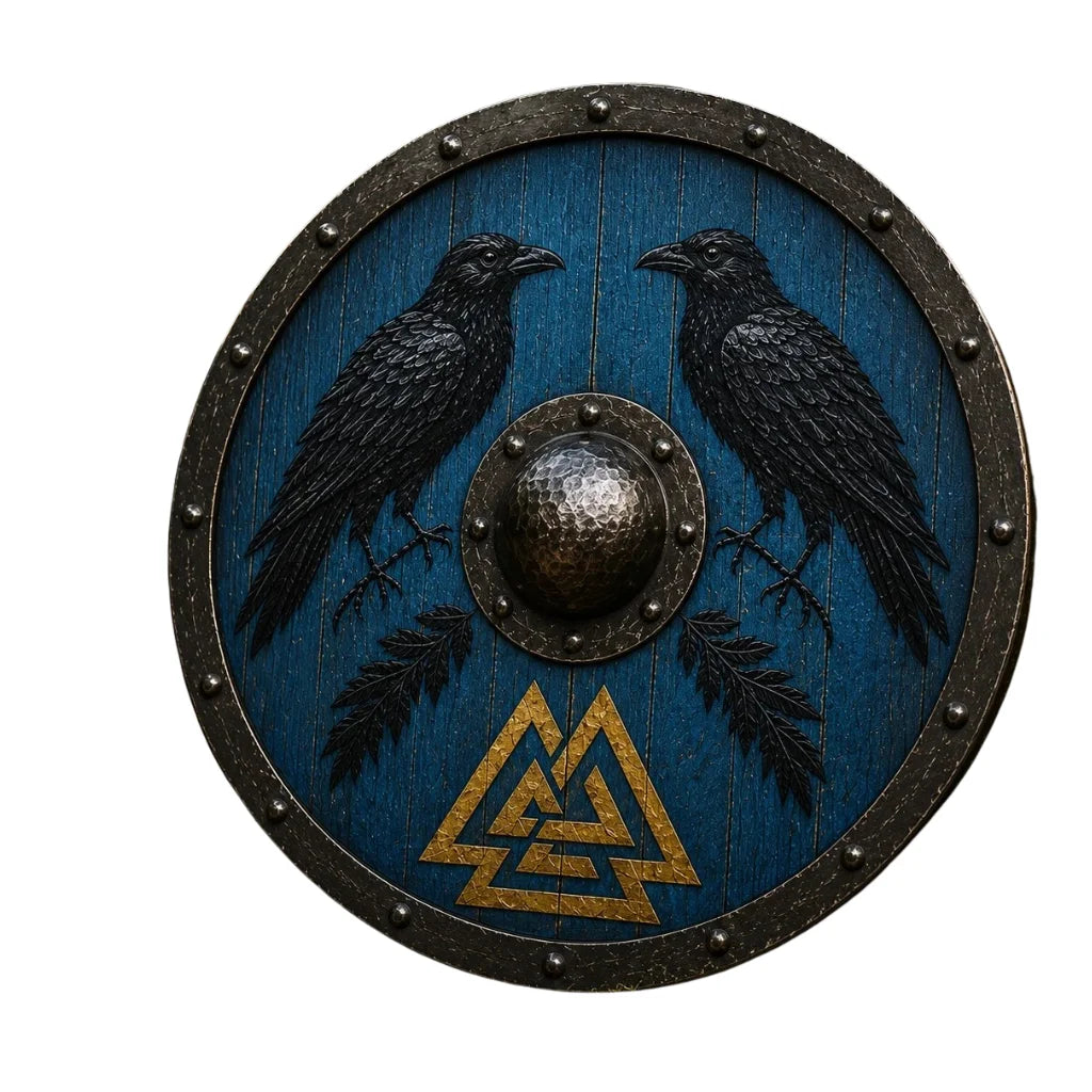 Viking Raven Valknut Shield