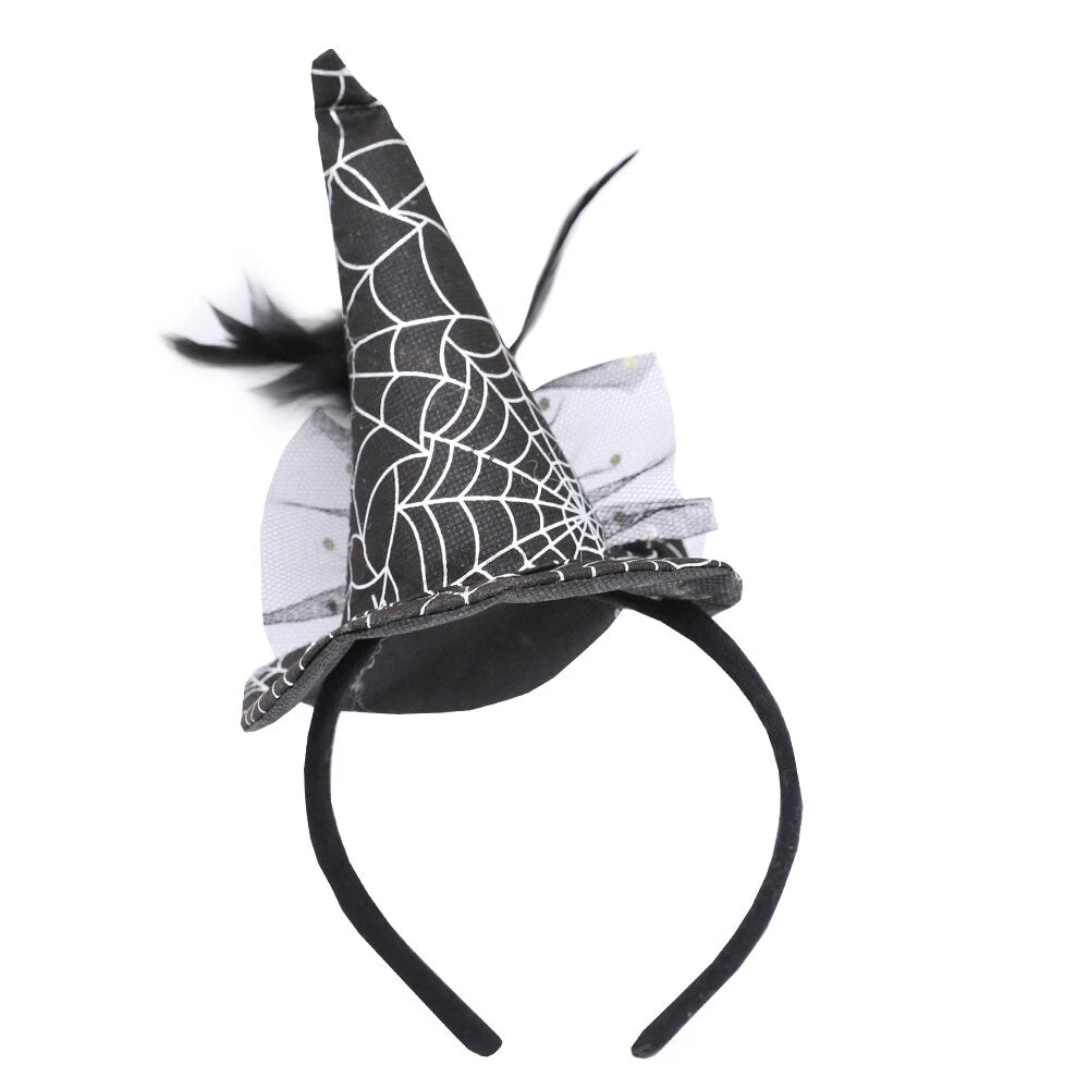 Witch Hat Headband Halloween Black Silver
