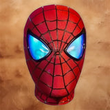 Angled view of the Spider-Man Andrew Garfield interactive mask featuring realistic moving eye lenses.