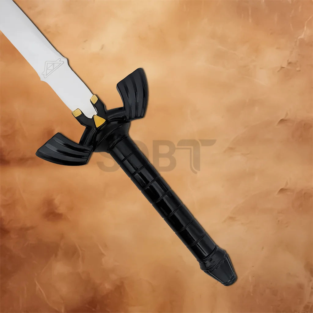 Detailed view of the Black Link Master Sword Replica featuring the textured black grip, decorative guard, and premium craftsmanship.