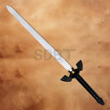 Black Link Master Sword Replica with a polished stainless steel blade, black hilt, and gold accents, designed for collectors, cosplay, and fantasy displays.