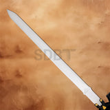 Full-length Black Link Master Sword Replica from The Legend of Zelda featuring a polished stainless steel blade, black hilt, and gold accents for cosplay and display.
