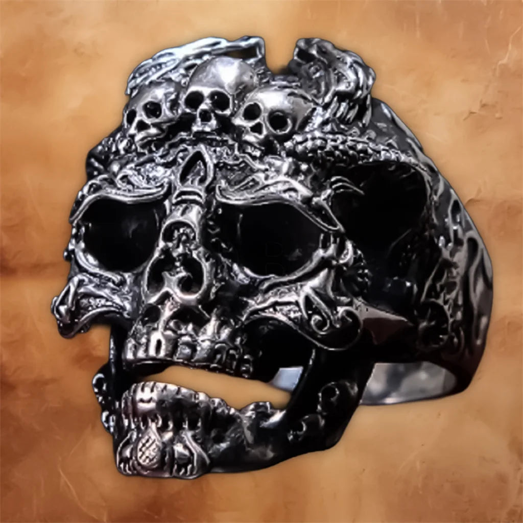 Chunky Gothic Skull ring for unisex wear featuring a bold skull design and adjustable band.