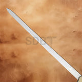 Close-up of the polished stainless steel blade on the Knights Crusader Cross Sword Replica inspired by medieval European knight swords.