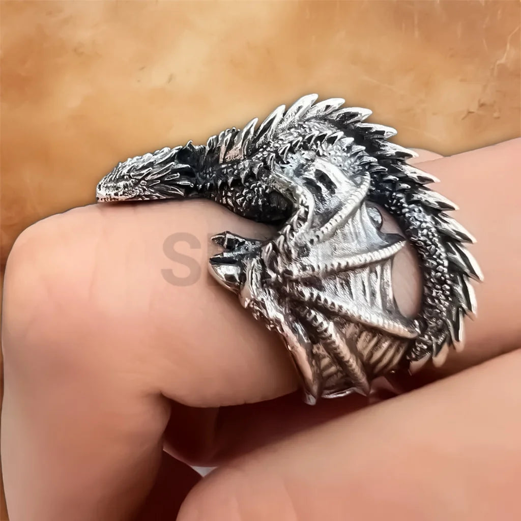 Dragon Wing adjustable Gothic ring featuring an intricate vintage-inspired wing design with a polished finish.