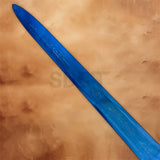 Close-up of the blue Elden Ring Moonlight Greatsword Replica blade with engraved decorative patterns.
