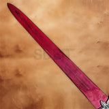Full view of the Elden Ring Moonlight Greatsword Replica featuring a red blade and intricate silver hilt.