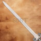 Close-up of the Eowyn Sword replica blade featuring a polished stainless steel finish inspired by The Lord of the Rings.