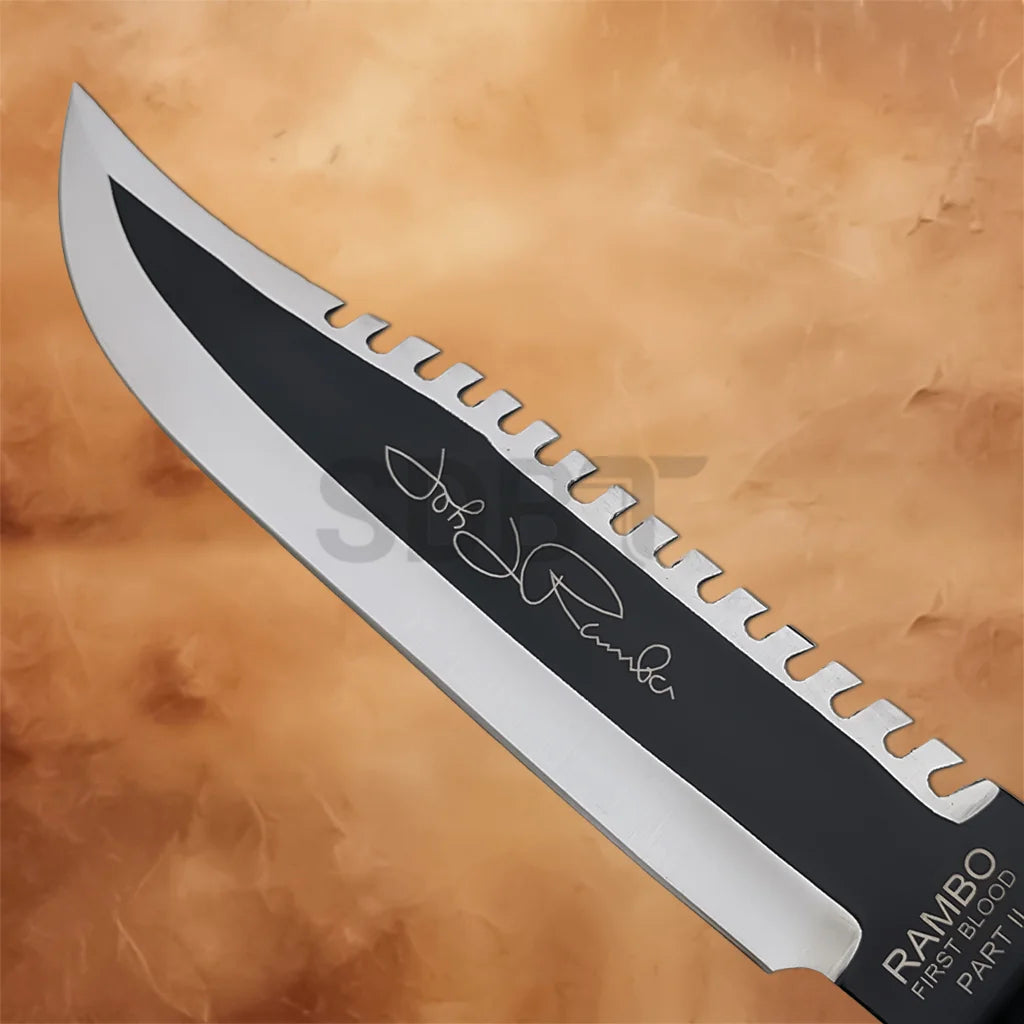 Rambo First Blood Part II knife replica designed as a collectible for fans of classic action films.
