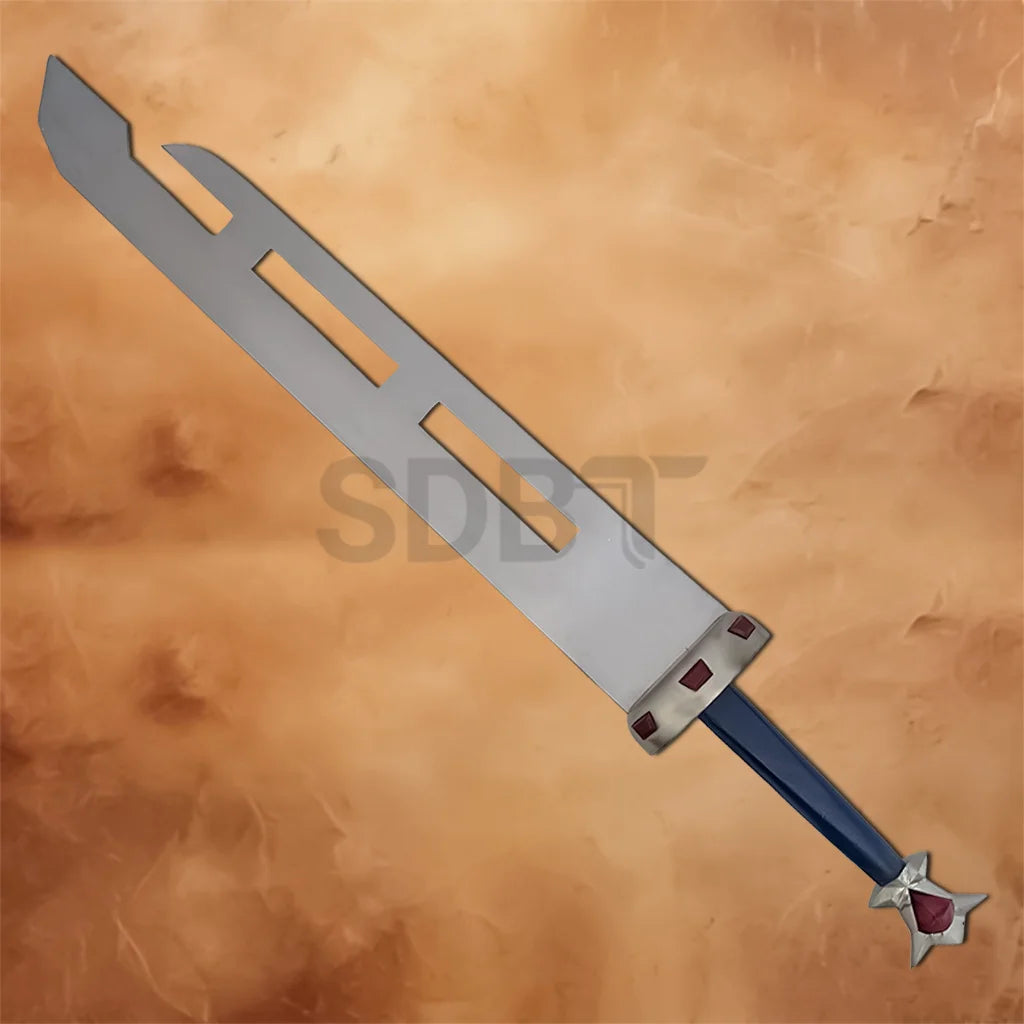 Full-length Link Ranger Sword Replica inspired by The Legend of Zelda, featuring a stainless steel blade, blue handle, and decorative fantasy styling for collectors and cosplay.