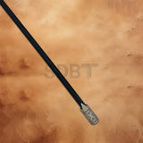Detailed close-up of the lower section of the Gimli Walking Axe Replica featuring a durable black shaft and decorative silver end cap inspired by The Lord of the Rings.