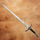 Full view of the Glamdring Sword From TV Series Black Edition replica with polished stainless steel blade.