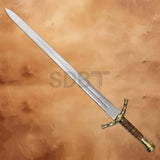 Full view of the Gold Gondor Boromir replica sword featuring a polished stainless steel blade.