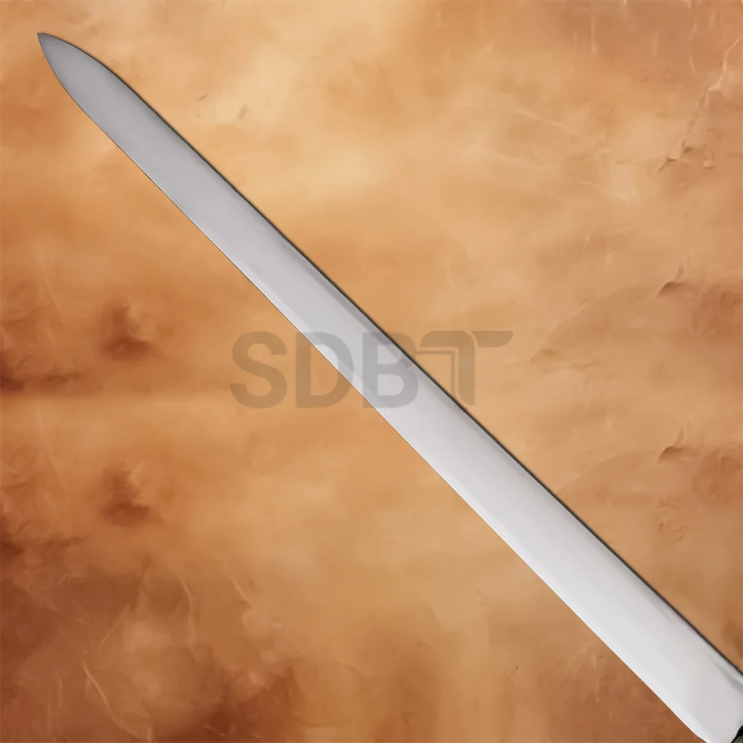 Close-up of the Masters of the Universe He-Man Sword Replica highlighting its polished stainless steel blade.