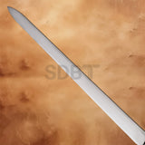 Close-up of the Masters of the Universe He-Man Sword Replica highlighting its polished stainless steel blade.
