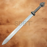 Imperial Gladiator Sword Replica with polished stainless steel blade and engraved antique-style metal hilt.