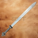 Side-angle view of the Imperial Gladiator Sword Replica highlighting its long double-edged blade and classic Roman design.