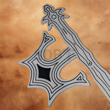 Close-up of the Oblivion Keyblade head highlighting the distinctive crown-inspired design and detailed engraved patterns.